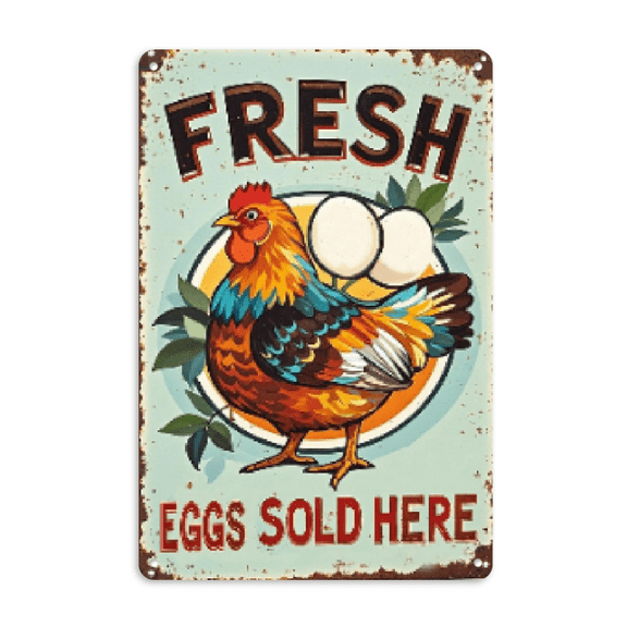 Wllo0ord Chicken Coop Metal Sign Funny Farmers Market Decor Fresh Eggs For Sale Farm Sign Farm Fresh Eggs Chicken Coop Sign For Chicken Lovers Chicken House Decorations 8x12 Inch