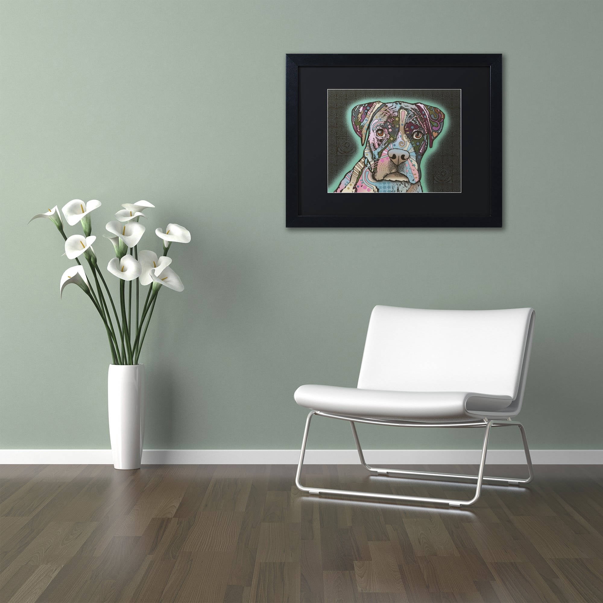 Trademark Fine Art "Love Thy Boxer" Canvas Art by Dean Russo, Black Matte, Black Frame