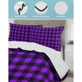 thumbnail image 4 of Black Purple Plaid King Size Down Alternative Comforter, Lightweight Comforter Quilt Bedding Set with Pillow Shams Farmhouse Simple Buffalo Checked All Seasons Bed Comforter Duvet Insert 96"x106", 4 of 7