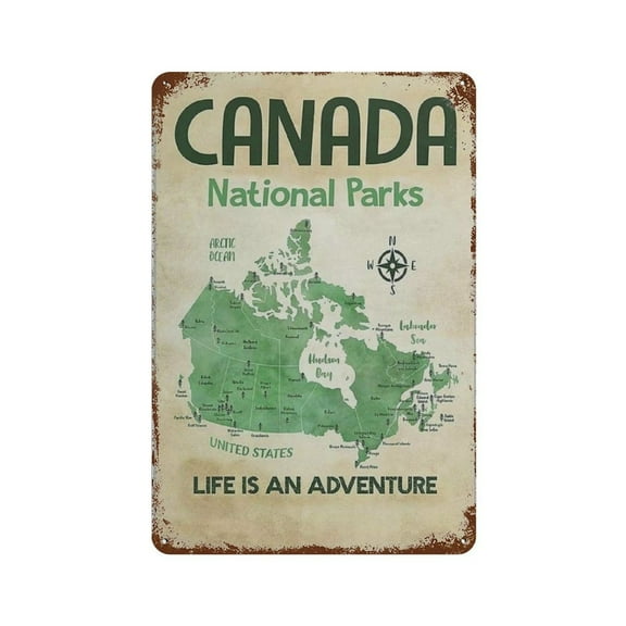 Vintage Iron Hanging Plate Vertical Canada National Parks Tin Sign Vintage Metal Signs Office Living Room Bar Coffee Shop Wall Art Decorative 8x12inch