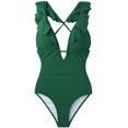 thumbnail image 1 of Women's One Piece Swimsuit Ruffle Deep V Neck Strappy Swimwear Bathing Suits, 1 of 5