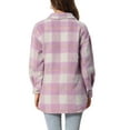 thumbnail image 3 of MODA NOVA Juniors Plaid Two Pockets Button Front Closure Jacket Purple S, 3 of 5