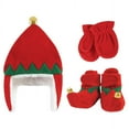 thumbnail image 2 of Hudson Baby Toddler Girl 6Pc Trapper Hat, Mitten and Bootie Set, Red Elf Girl Reindeer, 18-24 Months, 2 of 3