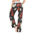 thumbnail image 6 of Women's Long Sleep Pants Home Pants Sleep Pants Wide-Leg Pants Design Elastic Fabric Casual Pants S Red and White Love, 6 of 7