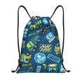 thumbnail image 1 of Saiise Machinery Road Construction Pattern Sports Drawstring Backpack - String Swim Gym Bag with Wet Proof Pocket for Women&Men-Small, 1 of 6