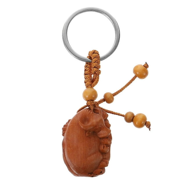Zodiac Ox Bag Pendant for Decoration Use 1Pcs Peach Wood Ox Keychain