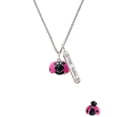 thumbnail image 2 of Delight Jewelry Resin Hot Pink & Black Ladybug Sweetie Silvertone Hope Anchors the Soul Bar Charm Necklace, 23", 2 of 4