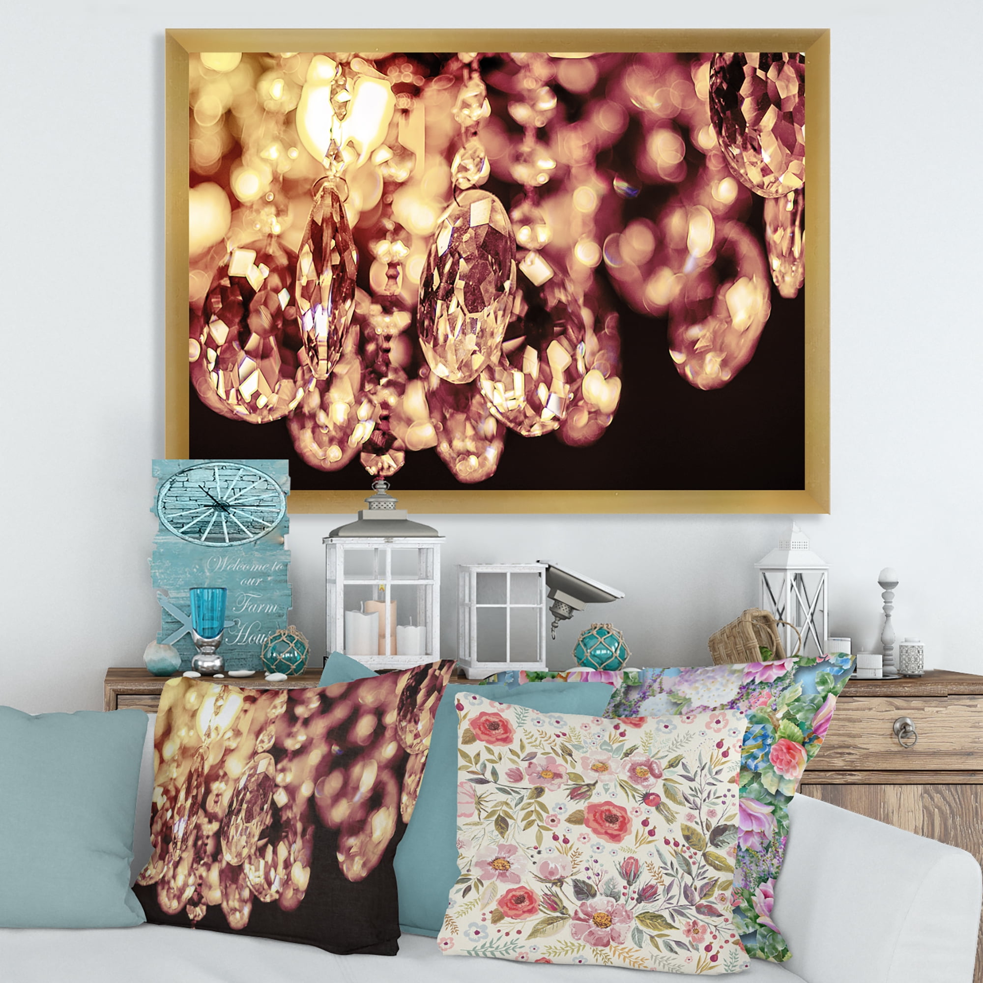 Designart 'Chandelier With Chrystak Hanging' Modern Framed Art Print