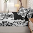 thumbnail image 5 of Homewish Goth Halloween Skull Zipper Twin Comforter Sets with Fitted Sheet and 2 Pillowcases,Victorian Damask Zipper Bedding Set,Black White,Black Reversible,4pcs, 5 of 8