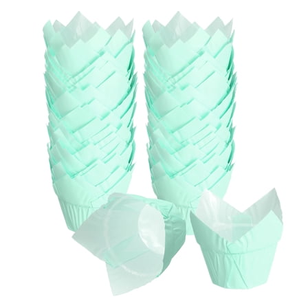 150Pcs Tulip Baking Cups Cupcake Muffins Liners Paper Greaseproof Wrappers for Wedding Birthday, Light Blue