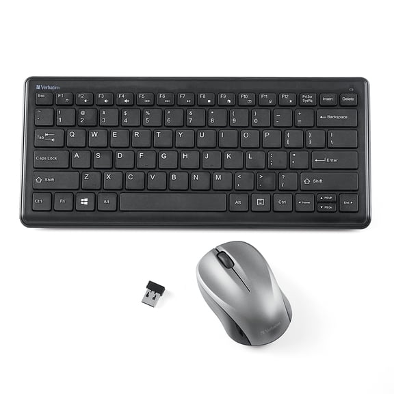 Verbatim Silent Wireless Compact Keyboard and Mouse, Black