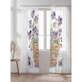 thumbnail image 2 of Sheer Curtains 96 Inches Long 2 Panels Set for Living Room, Watercolor Purple Floral Semi Sheer Curtains for Windows, Spring Flower Basket Botanical Voile Window Treatments Rod Pocket Curtain, 2 of 7