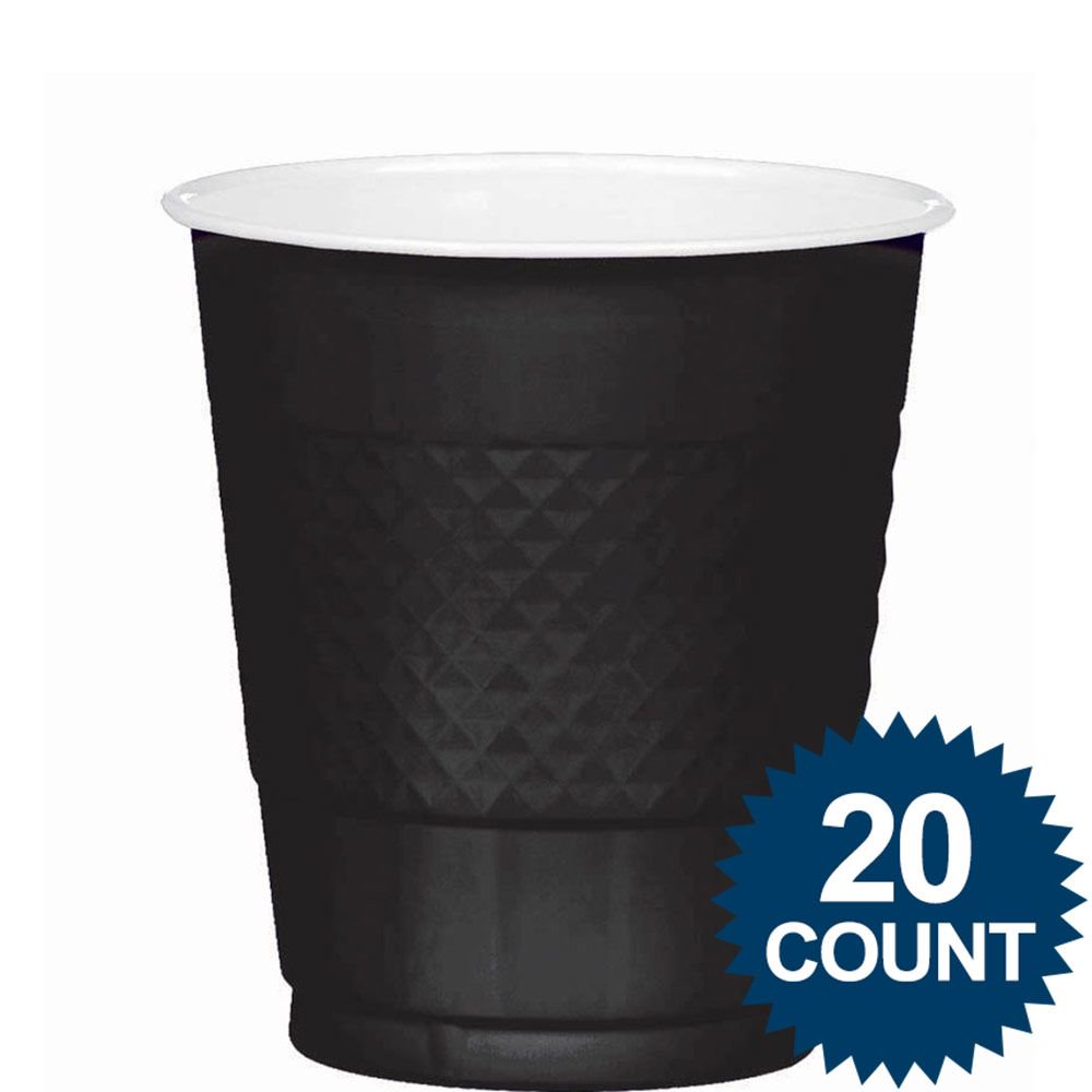 Black 12oz. Plastic Cups (20 Pack)