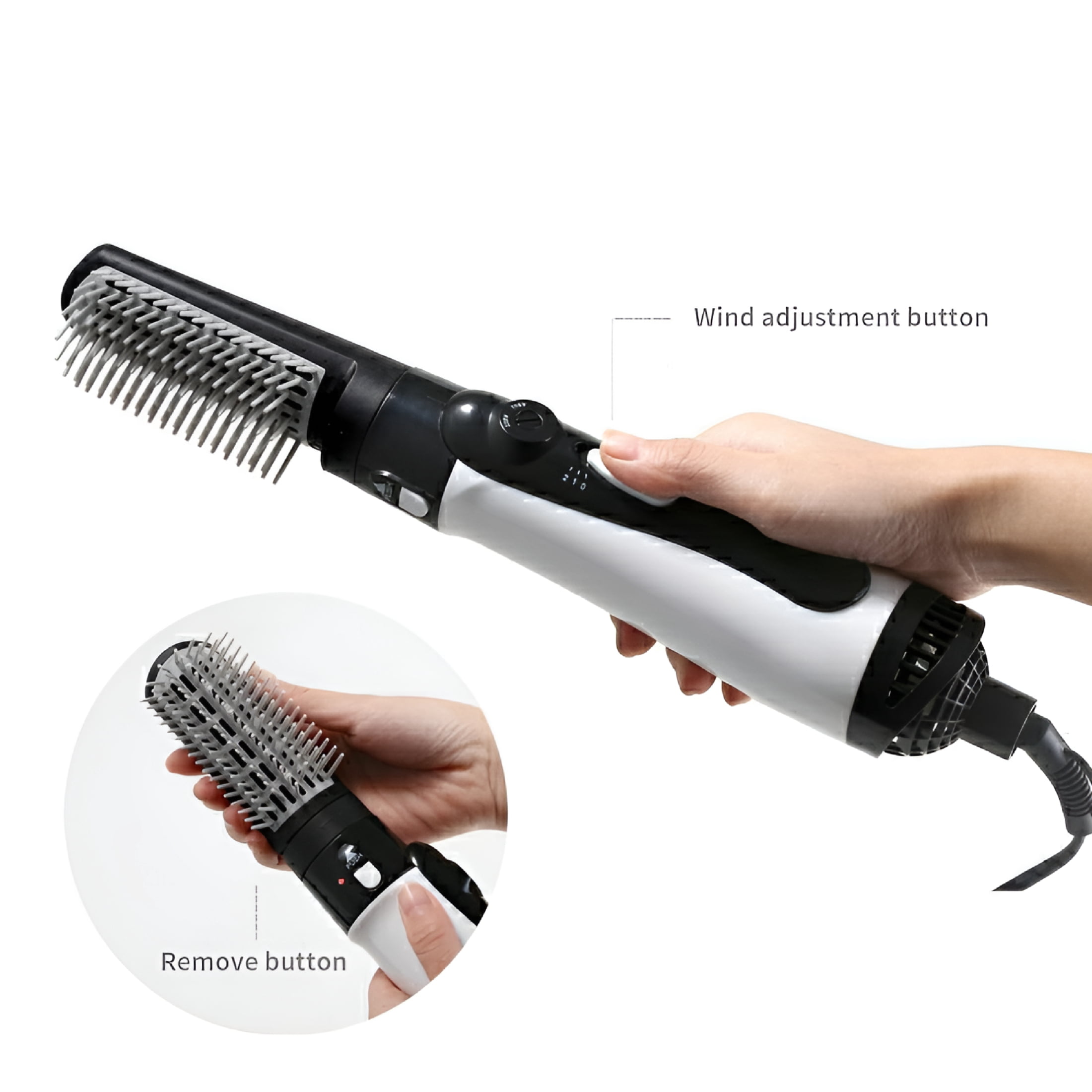 BPPEG 3-In-1 Rotating Round Hot Air Spin Brush Set with 2 Detachable Curling Brushes