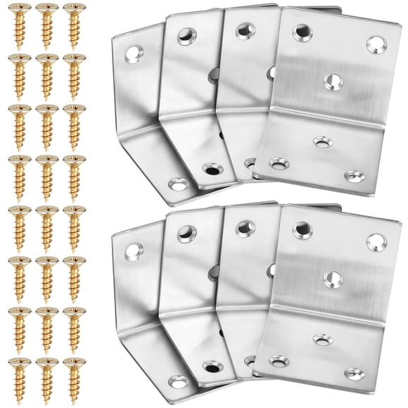 SHOWERORO 8 Pcs Metal Corner Brackets Thickened Stainless Steel Heavy Duty For Shelf Support