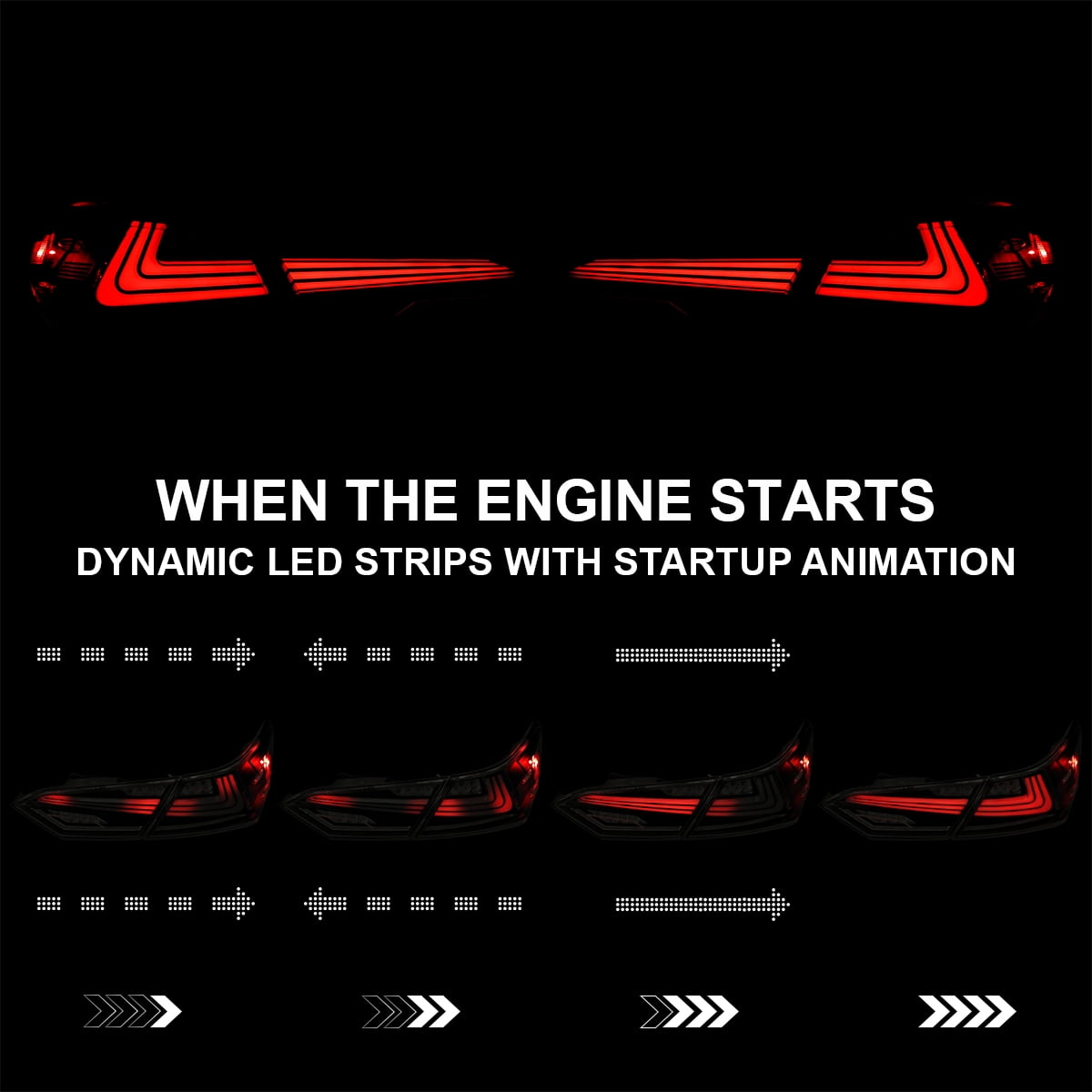Spec-D Tuning Black Smoke Sequential Tail Lights w/ LED Turn Signal and Startup Animation Compatible with 2018-2022 Toyota Camry, Left + Right Pair Assembly