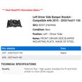 thumbnail image 2 of Left Driver Side Bumper Bracket - Compatible with 2015 - 2020 Ford F-150 2016 2017 2018 2019, 2 of 2