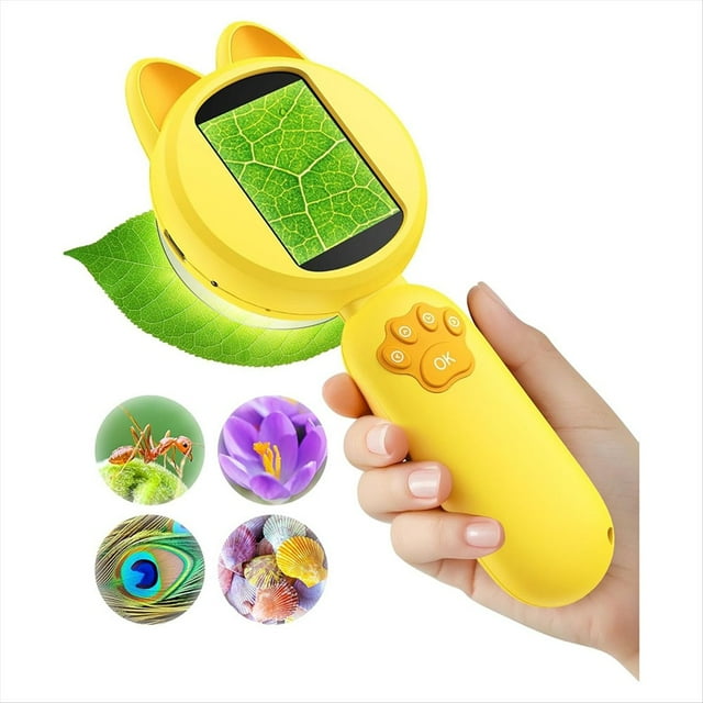 Microscopio para Niños: Pantalla LCD de 2 Pulgadas con 8 Luces LED, Miniscopio Portátil para Niños: Aprendizaje para Niños
