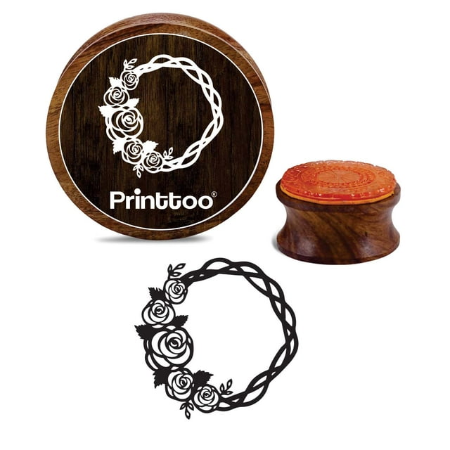 Printtoo Couronne de Fleurs en Bois Caoutchouc Tampon Rond Cartes de Journal Timbres Scrapbooking-4 Pouces