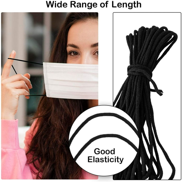 Trimming Shop 2mm Wide Elastic Sewing Thread Stretch Cord Elastic String -  Black, 50mtr 