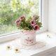 thumbnail image 1 of Bonsái de flores artificiales con maceta de cerámica para decoración del hogar u oficina, centro de mesa de bajo mantenimiento, estantería y decoración de escritorio, 1 of 5