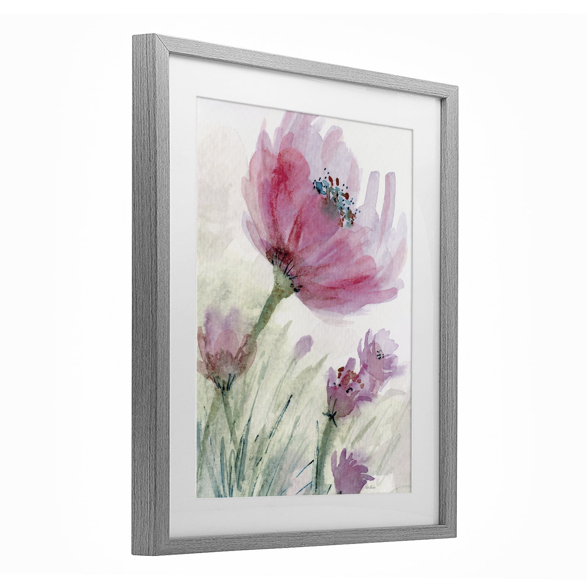 Stupell Industries Pink Flower & Speckled Stamen Gray Framed Print Under Glass, design by Patti Bishop