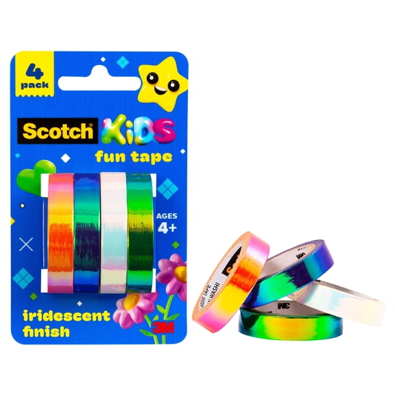 Scotch Kids Fun Washi Craft Tape, Iridescent Colors, 4 Rolls