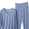 thumbnail image 6 of Bxsruta Women's Plus Size Modal V-Neck Sleepwear Set for Lounge and Nightwear, Comfortable Long Sleeve Design for Spring Summer Winter Wear, 6 of 6