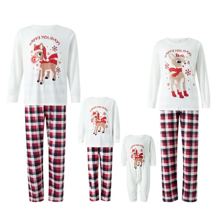 

FOCUSNORM Matching Family Pajamas Sets Christmas PJ s Jammies Matching Holiday Organic Cotton Pajamas Sleepwear for Family