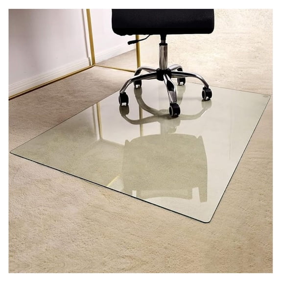 36" x 46" Tempered Glass Chair Mat Heavy-Duty Floor Protector for Carpet & Hard Floors Scratch-Resistant Clear Office Mat 1/6" Clear YHKJ