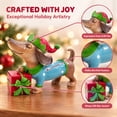 thumbnail image 4 of Lypsnake Christmas Dachshund Resin Figurine, Holiday Dachshund Statue in Elf Outfit Gift Box Accent, Tabletop Ornament for Christmas Mantel Sideboard Decoration, 4 of 6