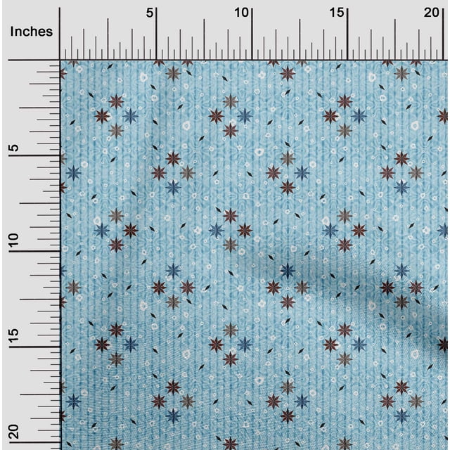 oneOone Rayon Sky Blue Fabric Floral & Texture Sewing Material Print Fabric By The Yard 56 Inch Wide