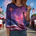thumbnail image 5 of vigerkar 250 Anniversary USA 3/4 Sleeve Shirt for Women 250th Patriotic Shirts Casual American Flag and Stars Print Shirt (Purple, M), 5 of 8
