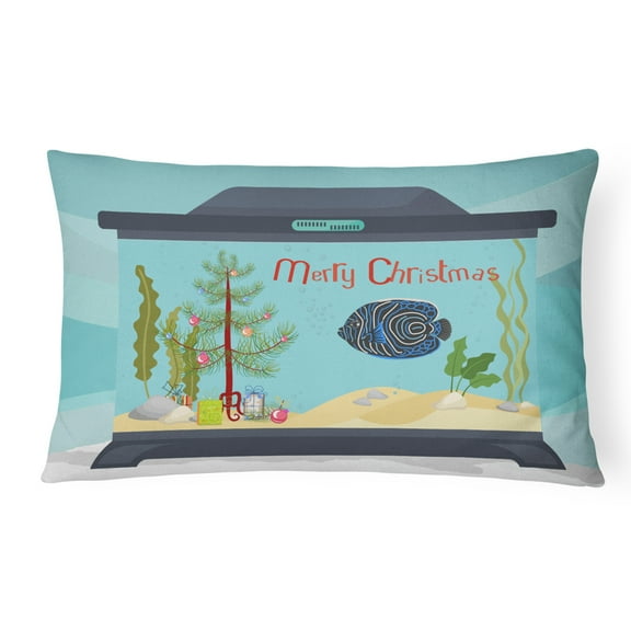 Carolines Treasures CK4508PW1216 Emperor Angelfish Merry Christmas Canvas Fabric Decorative Pillow, 12H x16W, multicolor