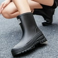 thumbnail image 5 of Rain Boots for Women Waterproof Mid Calf Rain Boots Wide Calf Garden Shoes Womens Rain Boots (Black 7), 5 of 8