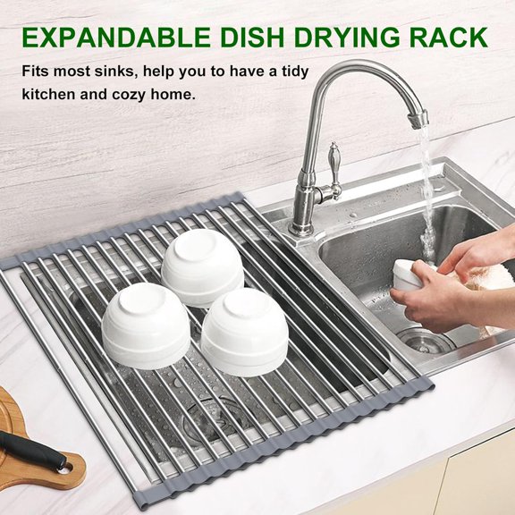 23."  Large Dish Drying , Expandable Over Sink Drainer with 70Lb Load Capacity