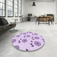 thumbnail image 4 of Ahgly Company Machine Washable Indoor Round Transitional Purple Area Rugs, 5' Round, 4 of 7