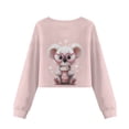 thumbnail image 5 of COEQINE Girls Crop Tops Long Sleeve Sweatshirt for Fall, Soft Everyday Crewneck Pullover Loose Fit T-Shirts for 7-8 Years Teen Kids, Koala Heart Pink, 5 of 7