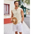 thumbnail image 4 of COOFANDY Men's Cotton Linen Tank Top Shirts Casual Sleeveless Lace Up Beach Hippie Tops Bohemian Renaissance Pirate Tunic, 4 of 10