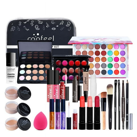 FantasyDay All-in-one Makeup Set Holiday Gift Surprise | Full Makeup Kit for Women Essential Starter Bundle Include Eyeshadow Palette Lipstick Blush Concealer Face Powder Eyeliner Mascara Soft Brush