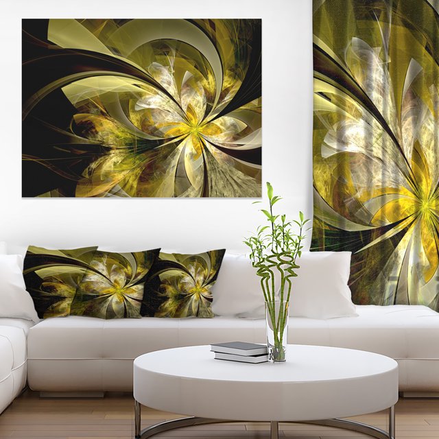 Design de Fleur Fractale Dorée Vive - Impression d'Art Floral sur Toile