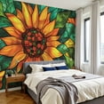 thumbnail image 2 of Peel and Stick Wallpaper Wall Murals Decorative Sunflower Glass Panel Stained Glass 100"H x 144"W Removable PVC Wall Paper Self-Adhesive Wall Paintings Art Decor for Bedroom Living Room, 2 of 7
