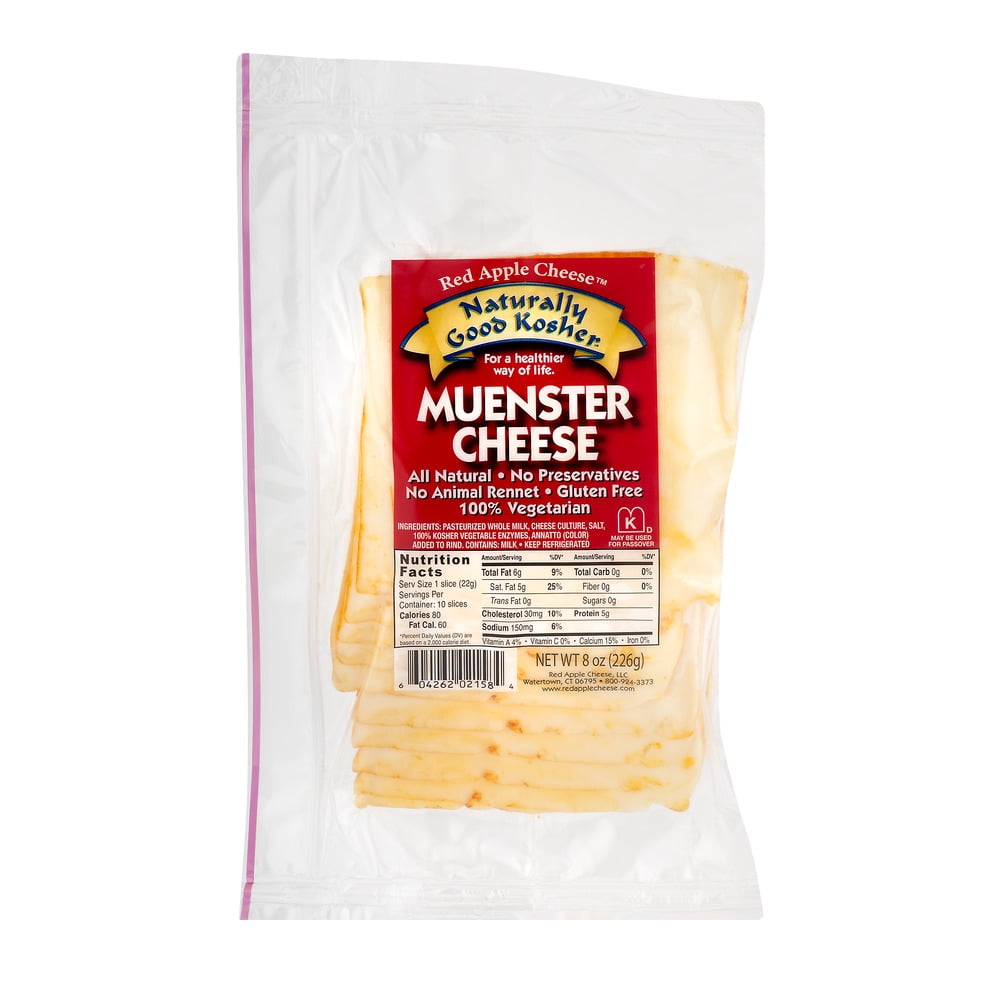 Red Apple Cheese Naturally Good Kosher Muenster Cheese 10 CT