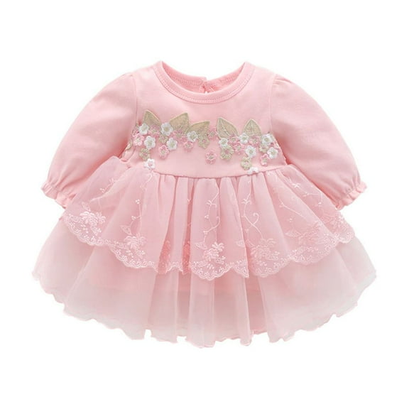 Hfolob Fancy Girl Dress Autumn Baby Solid Color Infant Tutu Lace Skirt Casual Summer Beach Sundress 0-3 Months