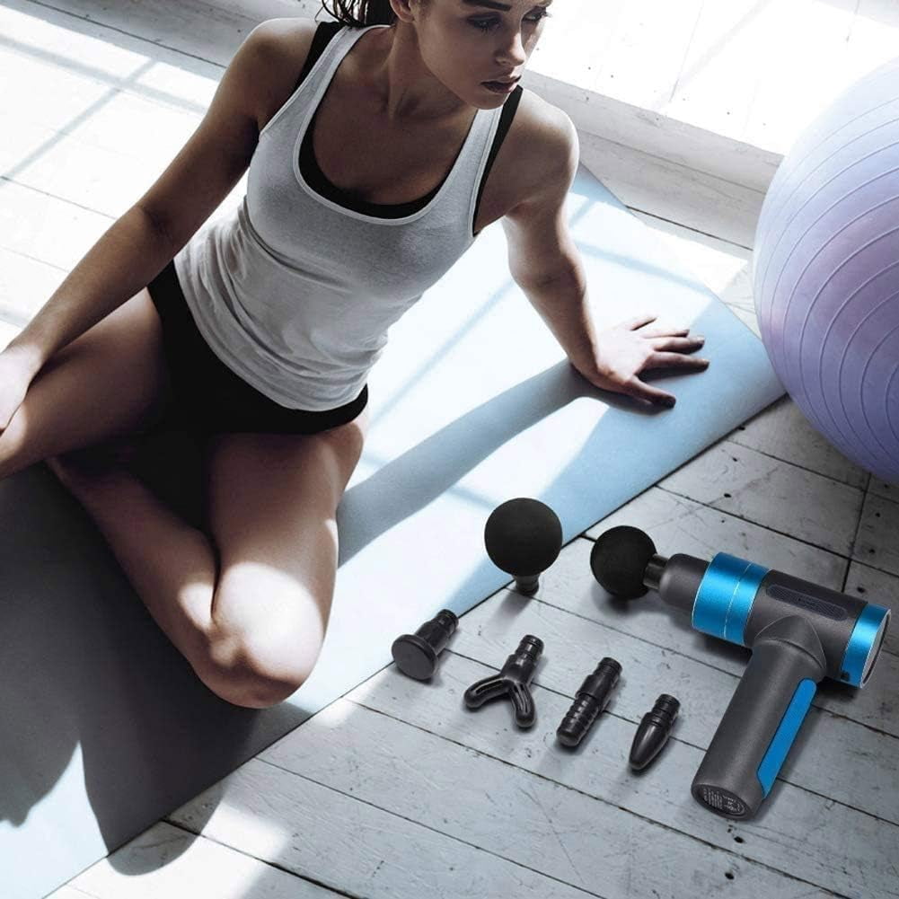 Percussion Massage Gun, Professional Handheld Muscle Massager with 6 Heads & 6 Speeds for Full Body Relaxation