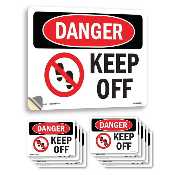 Keep Off OSHA Danger Vinyl Decal Label 5 Inch x 3.5 Inch - 10 Pack