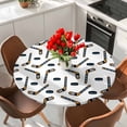 thumbnail image 2 of Ice Hockey Sport Round Tablecloth 45-54 Inch Round Fitted Table Cloth with Elastic Edge, Cartoon Classic Hockey Pattern Waterproof Table Cover Protector for Outdoor Picnic Party Dining, 2 of 9