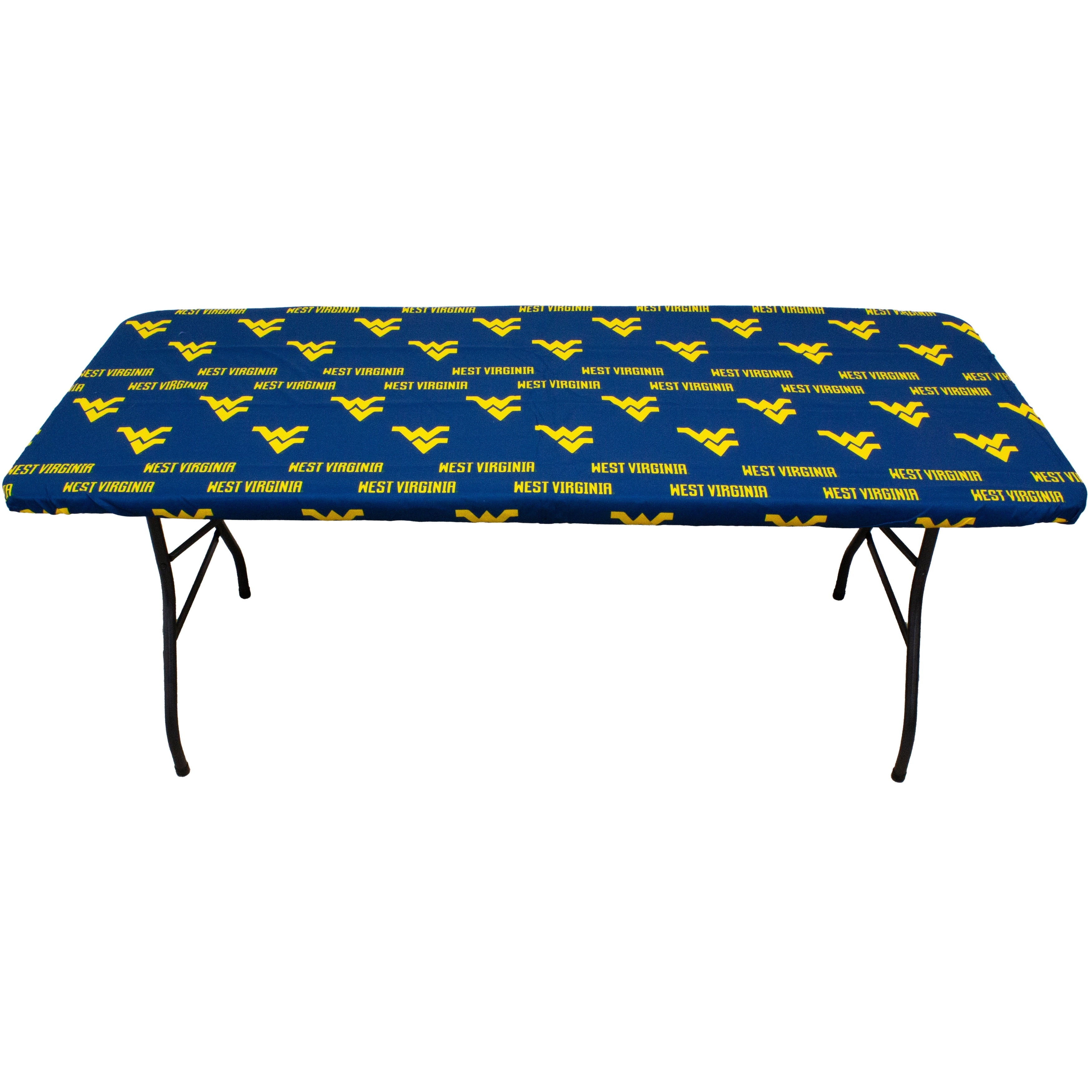 West Virginia Mountaineers Tailgate Fitted Tablecloth Single - 33" x 33", Card Table - West Virginia Mountaineers