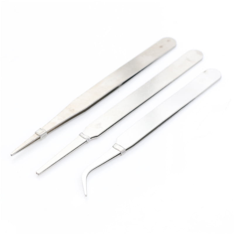 3pcs/set Stainless Steel Tweezer DIY Tool Repair Precision Assembly ElectronYJ$f 