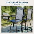 thumbnail image 6 of Sophia & William Outdoor Patio Metal Swivel Bar Stools Textilene Height Chairs Furniture Set of 4, Navy Blue, 6 of 7